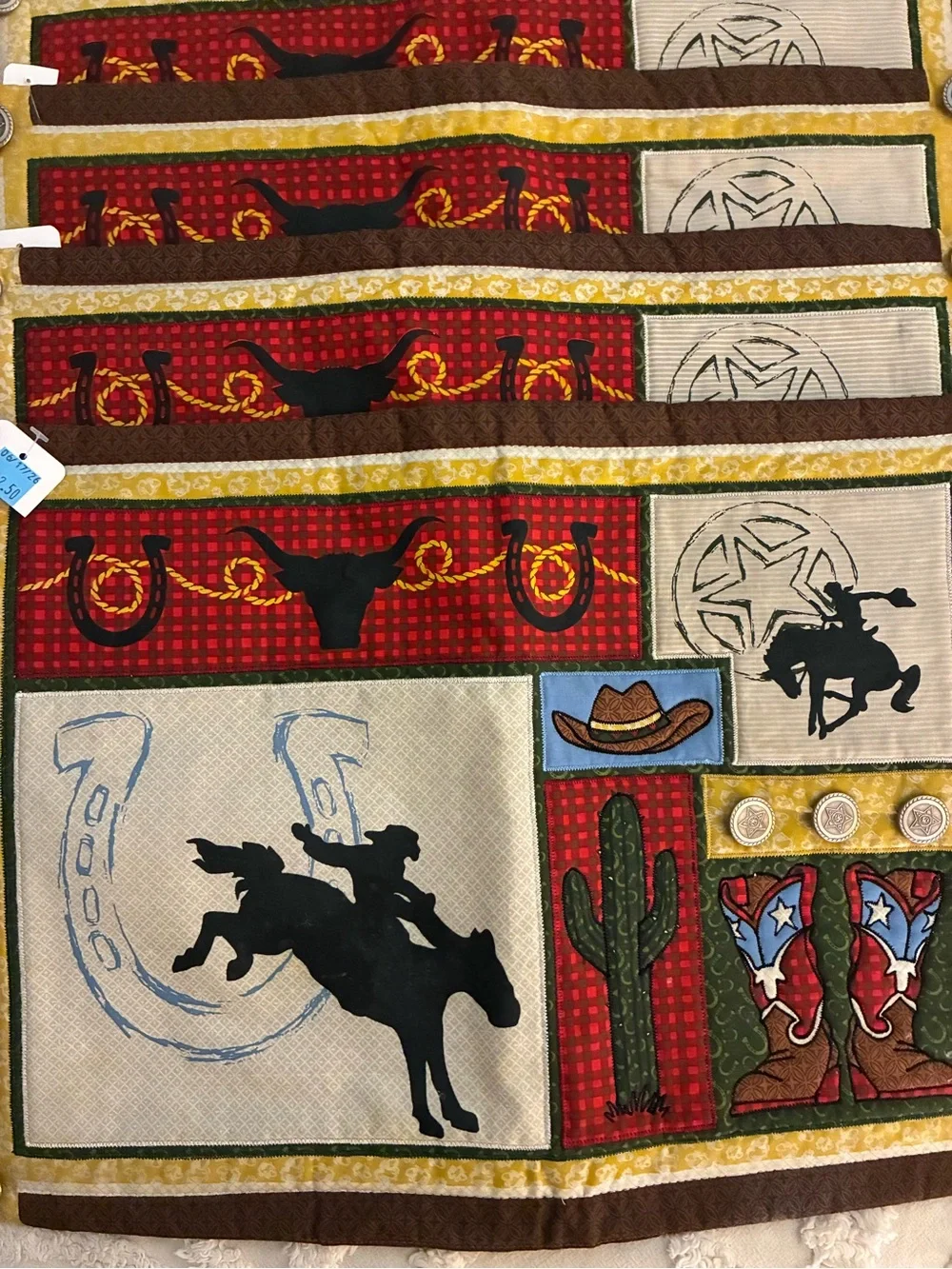 Western Rodeo Panel Fabric Placemat Set - Cowboy Boot & Rodeo Motifs